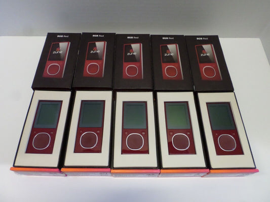 Lot of 5-Microsoft Zune Red 8GB Music Video MP3 Player, Need New Batteries