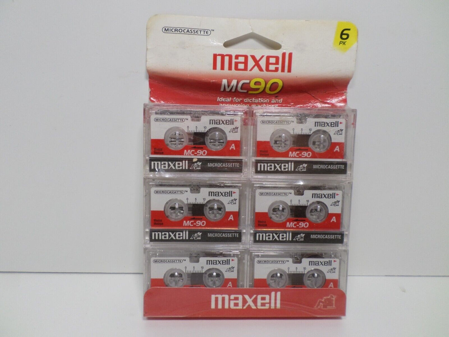 Maxell MC-90 MicroCassette 6 Pack 2x45 Minutes Recording Time