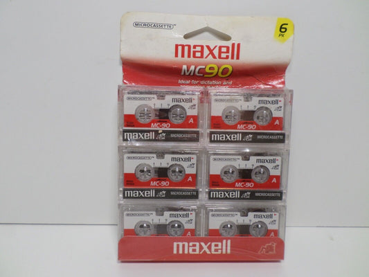 Maxell MC-90 MicroCassette 6 Pack 2x45 Minutes Recording Time