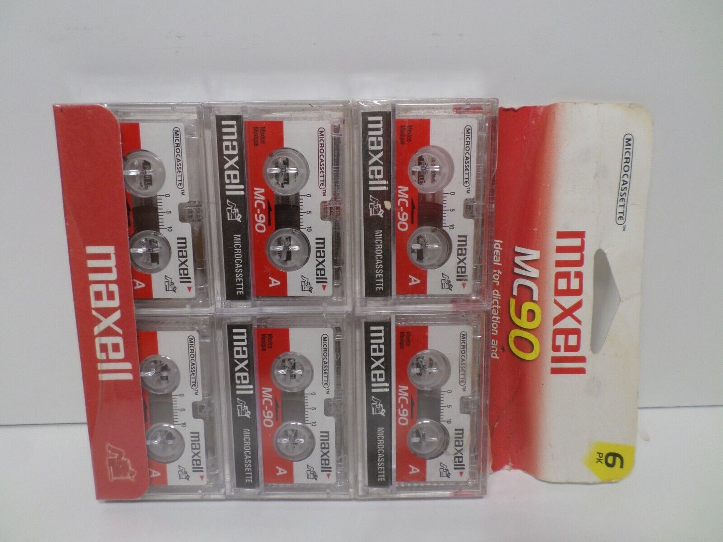 Maxell MC-90 MicroCassette 6 Pack 2x45 Minutes Recording Time