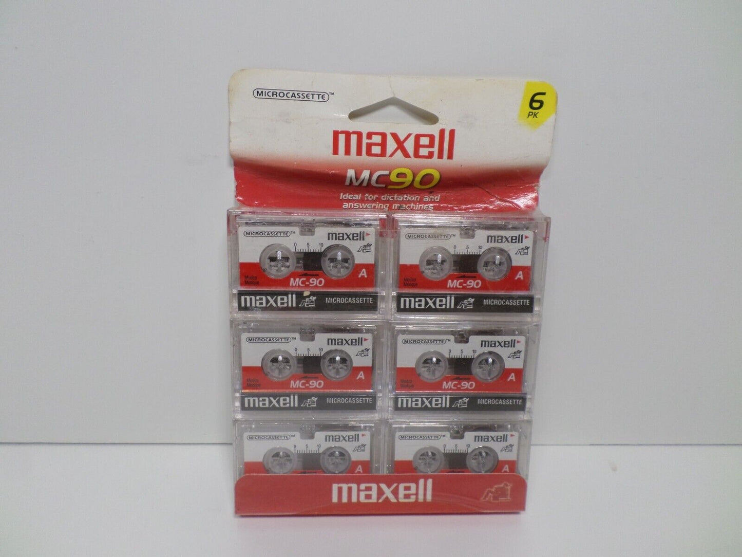 Maxell MC-90 MicroCassette 6 Pack 2x45 Minutes Recording Time