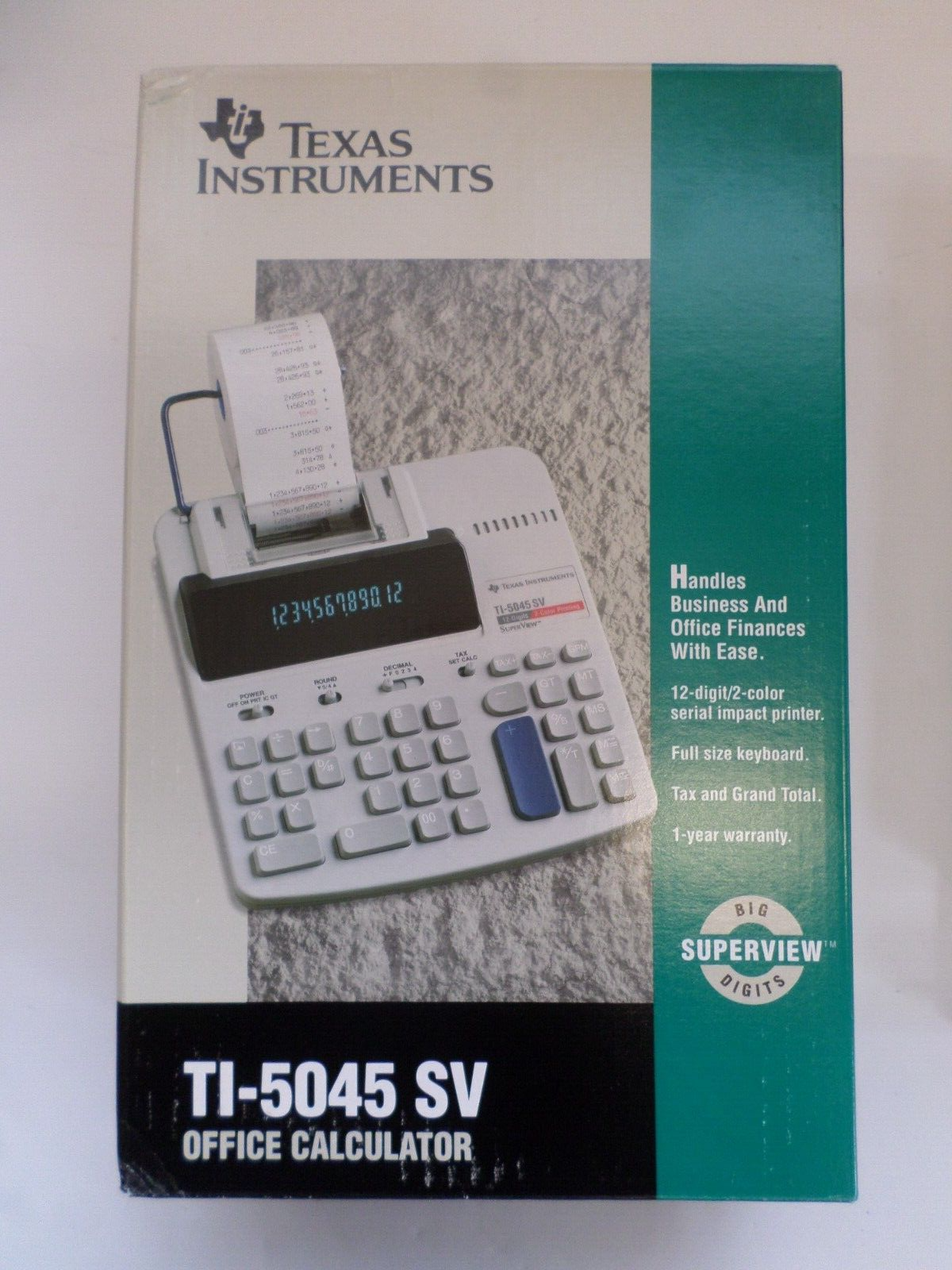 TEXAS INSTRUMENTS TI-5045 SV Super View ELECTRONIC DESK CALCULATOR 2 COLOR