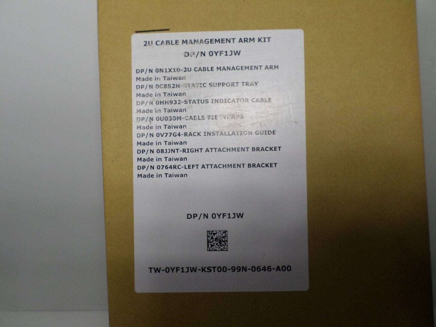 NEW 2U Cable Management Arm Kit DP/N 0YF1JW for Dell PowerEdge R720 R730 R820
