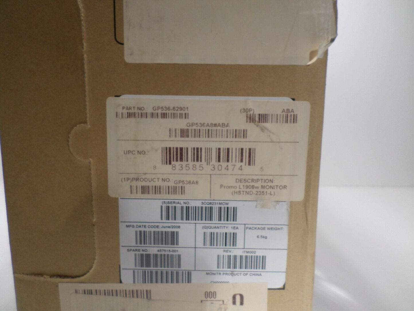 Genuine New Open Box HP Color Monitor Model HSTND-2351-F 19" Color Monitor L1908