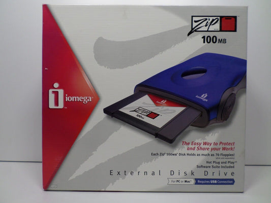 NEW! Iomega Zip 100MB External Disk Drive Blue USB Powered PC/Mac Iomega Sync