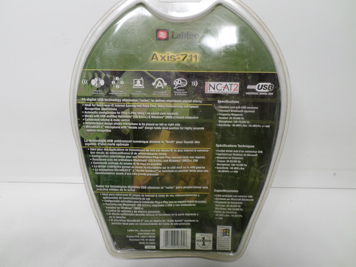 NEW SEALED Labtec Axis 711 Digital USB Mono Headset FOR MULTIPLAYER GAMING