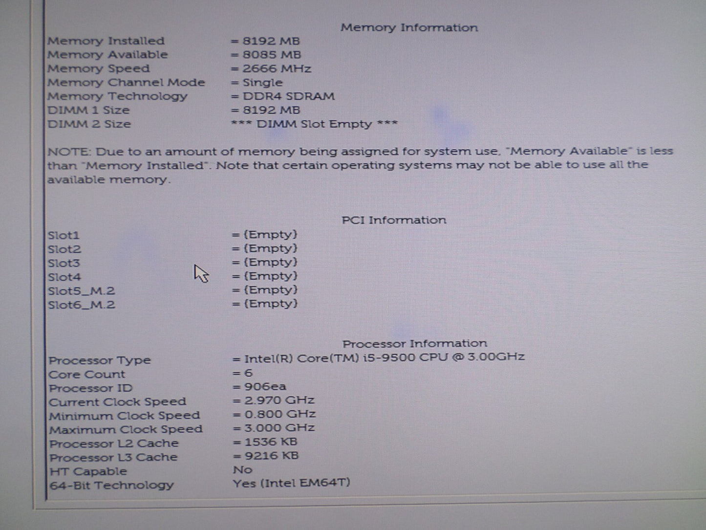 DELL OPTIPLEX 3070 i5-9500 3.00 GHz 8 GB RAM NoHDD/NO OS