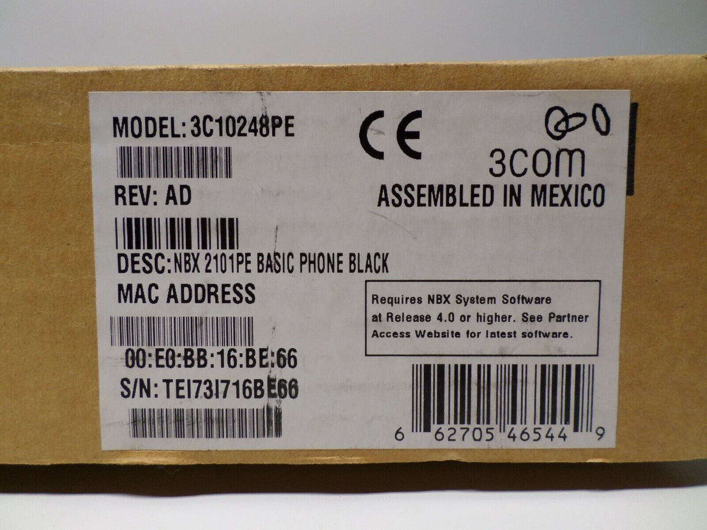 NEW! 3COM 3C10248PE NBX 2101PE Basic VoIP Phone (Black)