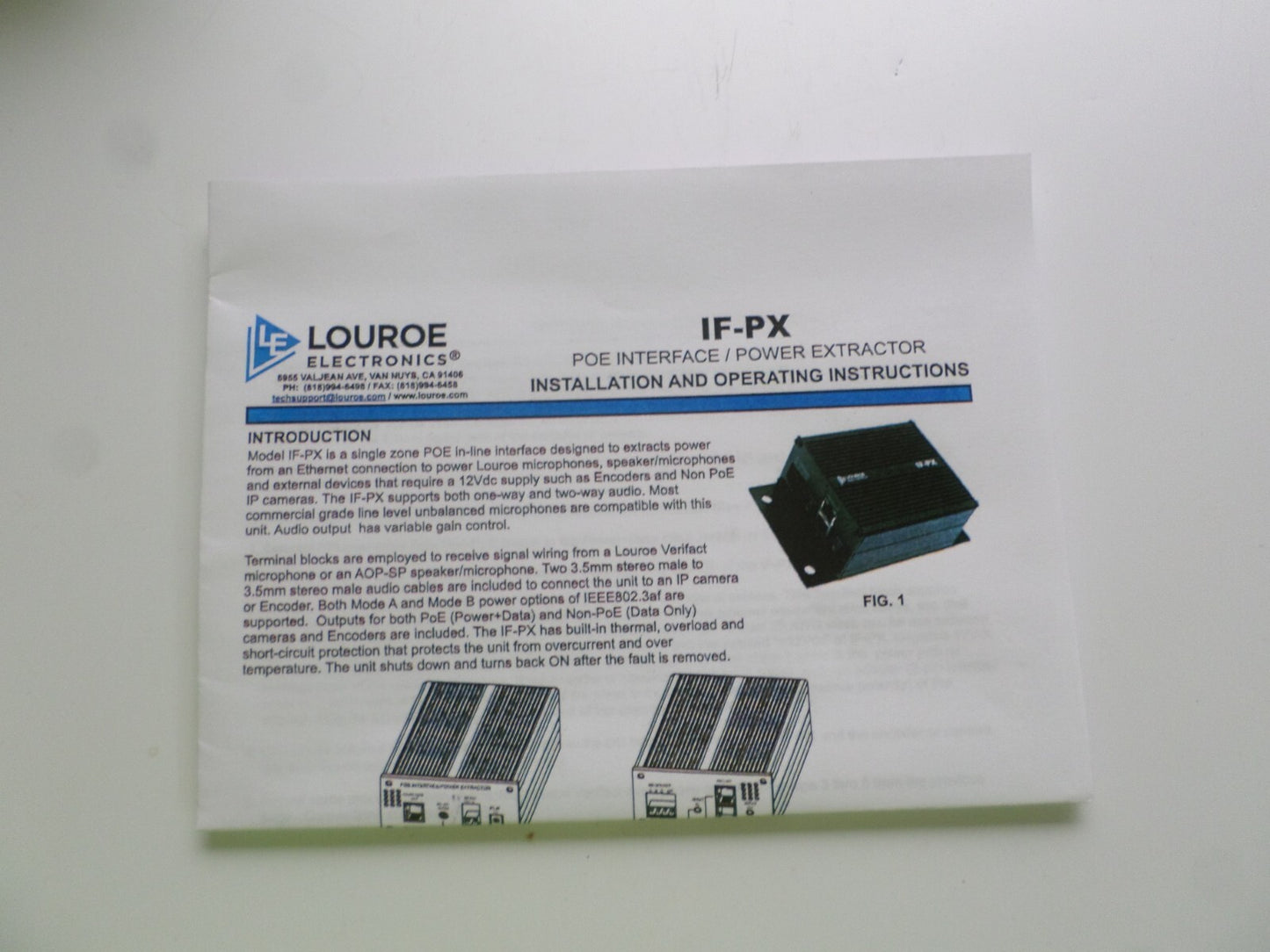LOUROE LE-520 IF PX AUDIO INTERFACE POE EXTRACTOR C5-6