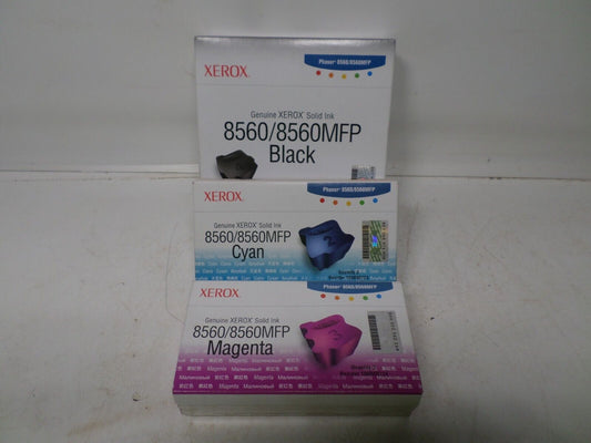 GENUINE XEROX 8560, 8560MFP  SET OF 3 COLOR BLK,C,M SOLID INK NEW SEALED BOXES