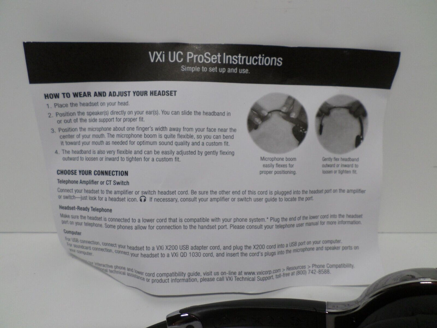 (LOT OF 10) VXi 203072 UC ProSet 21G Over-the-Head Headset with N/C Microphone