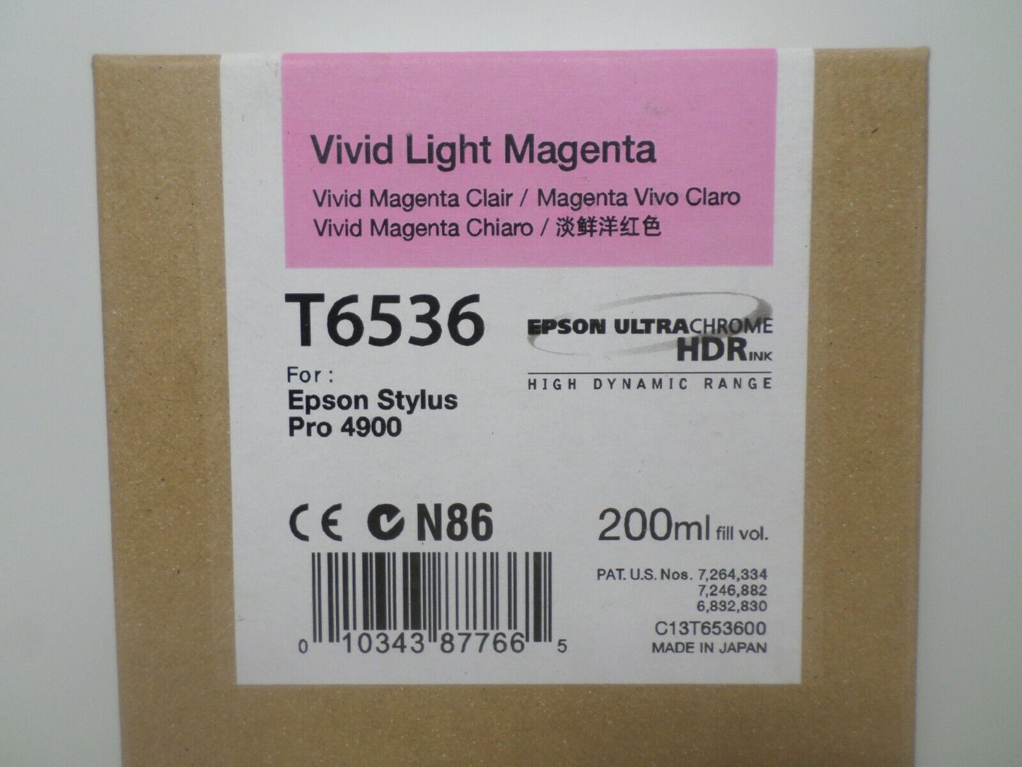 11-2013 Genuine Epson T6536 Vivid Light Magenta Ultrachrome HDR Ink 4900