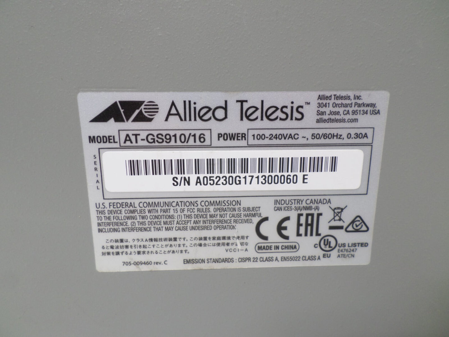 Allied Telesis AT-GS910/16 Gigabit Unmanaged Network Switch with Power Cord