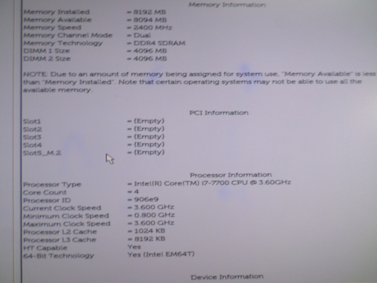 DELL OPTIPLEX 3050 i7-7700 3.60 GHz 8GB RAM No HDD/NO OS